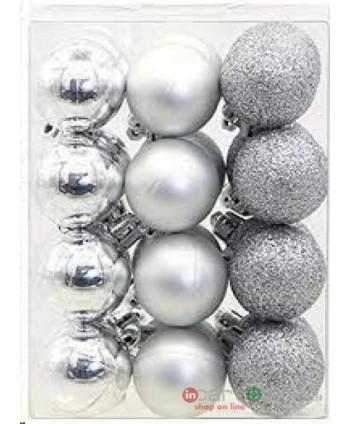 SFERA 30MM ARGENTO LCIDO OPACO GLITTERATO 20PZ PREQU (Cod. B2446)