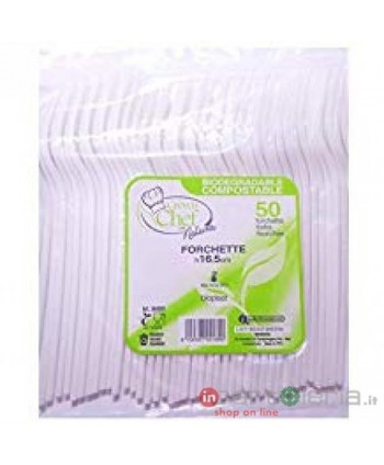 POSATE PLA PURE 50PZ FORCHETTE COMPOSTABILI PAP STAR (Cod. POSAECO)