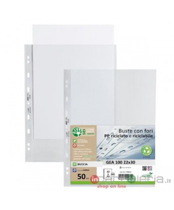 BUSTA MULTIFORO 22X30 50PZ MEDIA BUCCIA GEA 100 RICICLATE SEI ROTA (Cod. 702212)