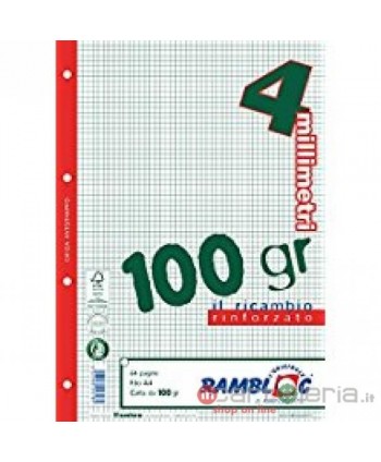 RICAMBI FORATI A4 RINFORZATI 4MM 40FF 100 GR SALES RAMBLOC