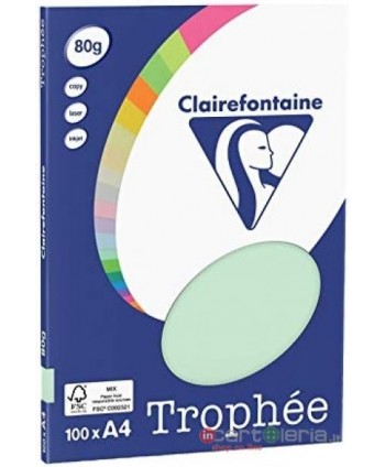 CARTA PER FOTOCOPIE 80GR 100FF VERDE TROPHEE CLAIREFONTAINE QUO VADIS (Cod. 4105C)