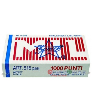 PUNTI PER CUCITRICE 24/10 515/10 - SCATOLA DA 1000 PUNTI ZENITH (Cod. 515/10)