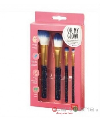 PENNELLI TRUCCO OH MY GLOW! - SET OF 4 MAKEUP BRUSHES - BLUE LEGAMI