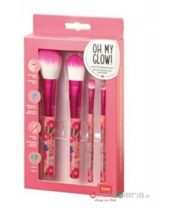 PENNELLI TRUCCO OH MY GLOW! - SET OF 4 MAKEUP BRUSHES - PINK LEGAMI