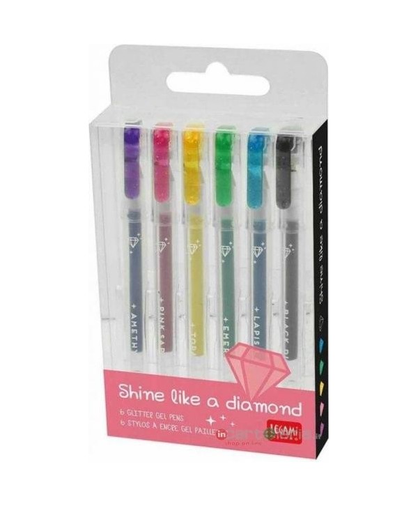 Ast. 10 penne gel GLITTER - colori con brillantini - Kinshop