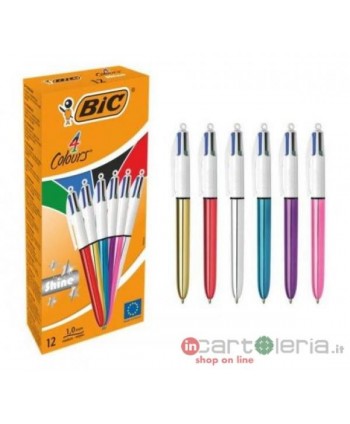 PENNA A SFERA A SCATTO BIC 4 COLOURS SHINE M 1 MM ASSORTITI BIC (Cod. 964775)