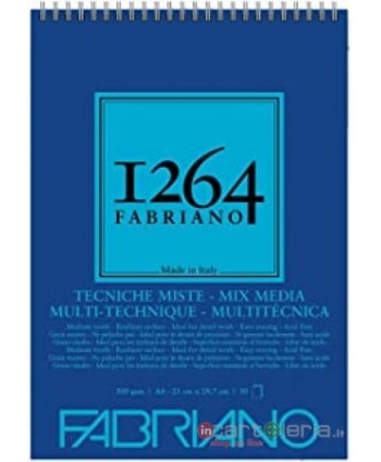 ALBUM DISEGNO A4 SPIRALE 1264 300GR 30FF TECNICHE MISTE FABRIANO (Cod. 19100643)