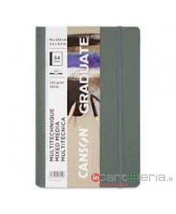 QUADERNO A5 14x21,6 MULTITECNICA,GRIGIO DUE LATI L/R 64PG 220GR CANSON (Cod. C31200L033)