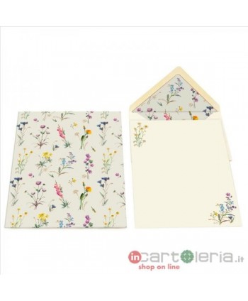 CARTA DA LETTERE 10+10 18X25 FANTASIA WILD FLOWERS KARTOS