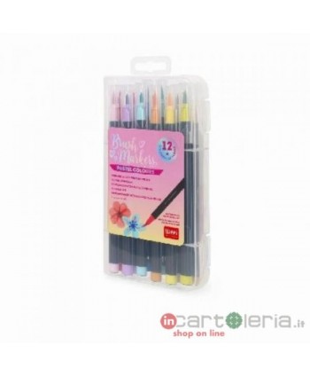 PENNARELLI 12PZ PASTEL BRUSH MARKERS - PASTEL COLOURS LEGAMI (Cod. BUMA0002)